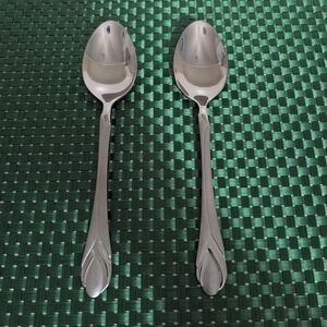 Hampton Silversmiths LILY FROSTED Soup Spoons Oval Set of 2 Stainless China